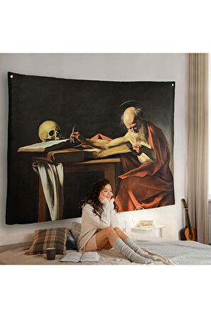 Caravaggio - Saint Jerome Yazma Duvar Örtüsü-7124