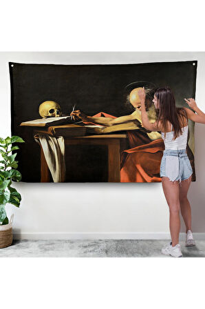 Caravaggio - Saint Jerome Yazma Duvar Örtüsü-7124