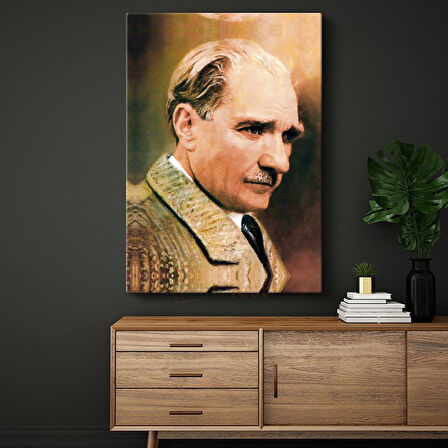Profil Atatürk - Açık Renk Ceket Portresi Kanvas Tablo