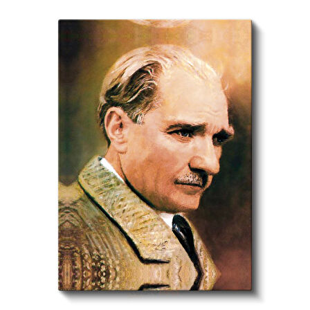Profil Atatürk - Açık Renk Ceket Portresi Kanvas Tablo
