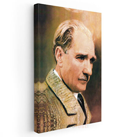 Profil Atatürk - Açık Renk Ceket Portresi Kanvas Tablo