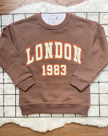 London Baskılı Çocuk Oversize Sweatshirt (Dhb9QCy9COvKv)