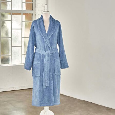 Linens Soft Pamuk Bornoz Mavi M