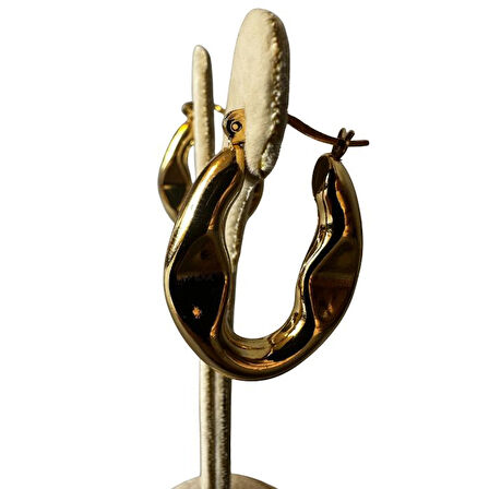 Uretti - İREM 3914 2423 Ortadan Ezme Model Oval Küpe