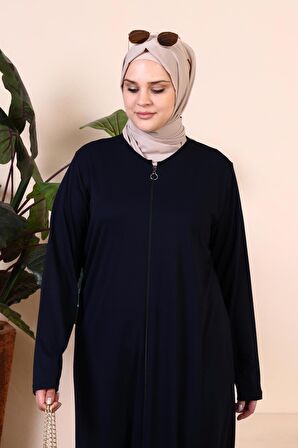 Kadın Buyuk Beden Fermuarlı Tam Tesettur Uzun Namaz Elbisesi