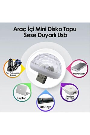 Araç Içi Mini Disko Topu Sese Duyarlı Usb Uyumlu