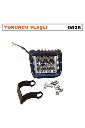 Led Bar Off Road Delici 6 Led Beyaz Işık - Turuncu Flaşlı - Siyah Çerçeve 1 Adet - 