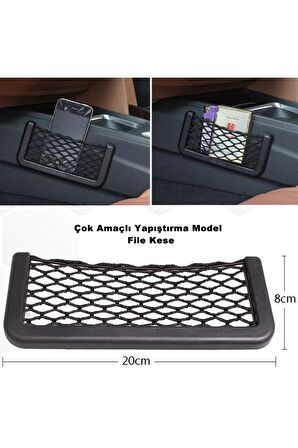 Araç File Kese Telefonluk Çok Amaçlı File Yapışma Model 8cm X 20cm -