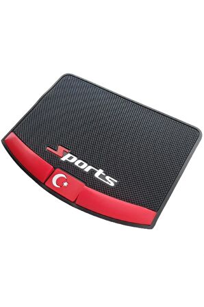Kaydırmaz Silikonlu Ped Araç Göğüs Torpido Ev Ofis Çok Amaçlı Sports Türk Bayrak Desen 17,5cmx13,5cm