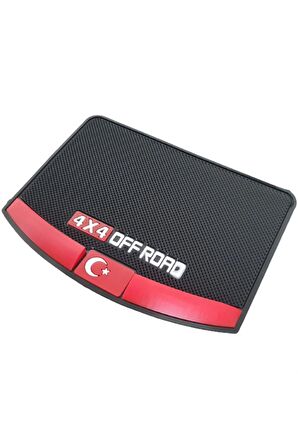 Kaydırmaz Silikonlu Ped Araç Göğüs Torpido Ev Ofis Çok Amaçlı 4x4 Off Road Bayrak Desen 17,5cm x13cm