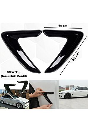 Bmw Tip Araç Çamurluk Ventili Piano Black Full Esnek Model Sağ - Sol 2 Adet Ventil 1. Kalite-