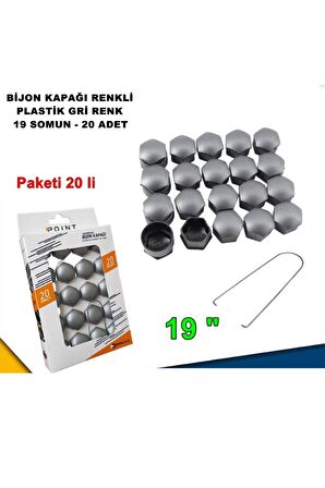 Renkli Bijon Kapağı Plastik Gri Renk Altıgen 19 Mm Bijon Uyumlu 20 Adet -