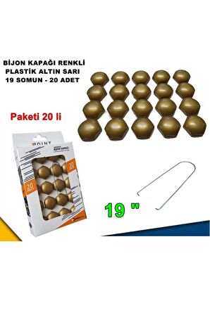 Renkli Bijon Kapağı Plastik Gold Renk Altıgen 19 Mm Bijon Uyumlu 20 Adet -
