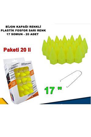 Sivri Mermi Tip Bijon Kapağı Plastik Fosfor Sarı Renk 17 Mm Bijon Uyumlu 20 Adet -