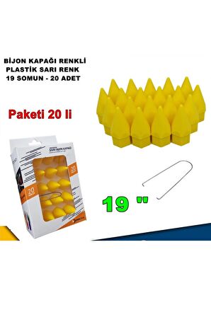 Sivri Mermi Tip Bijon Kapağı Plastik Sarı Renk 19 Mm Bijon Uyumlu 20 Adet -