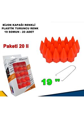 Sivri Mermi Tip Bijon Kapağı Plastik Turuncu Renk 19 Mm Bijon Uyumlu 20 Adet -