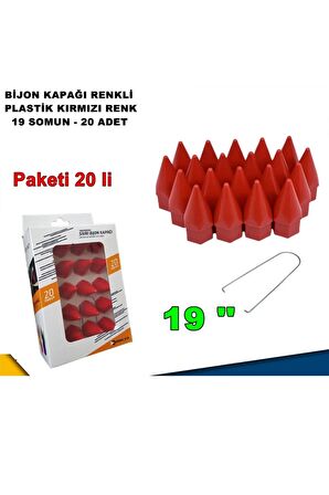Sivri Mermi Tip Bijon Kapağı Plastik Kırmızı Renk 19 Mm Bijon Uyumlu 20 Adet -
