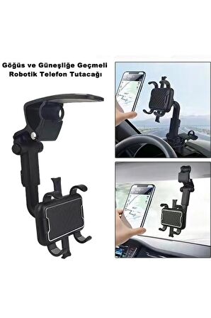 Araç Içi Telefon Tutucu Göğüs Ve Güneşliğe Geçmeli Robotik Model Profesyonel -