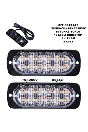 Led Lamba Turuncu - Beyaz 15 Fonksiyonlu Dorse Tip 12 Led 4 X 11 Cm 2 Adet -