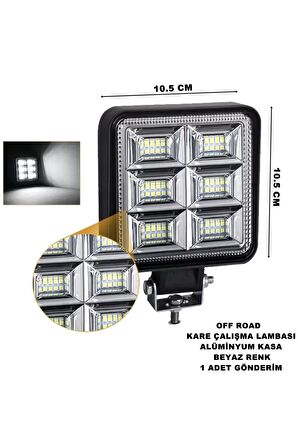 Off Road Led Kare Çalışma Lambası Beyaz Renk 48 Led 10,5 X 10,5 Cm 1 Adet