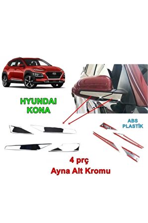 Hyundai Kona Ayna Kapak Alt Çıtası 2018 Sonrası 4 Prç. Abs Krom