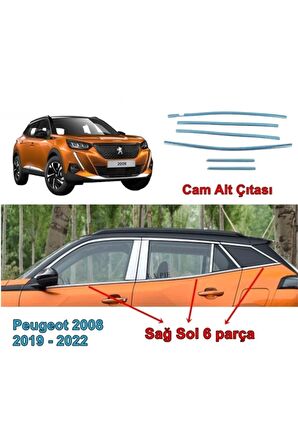 Peugeot 2008 Cam Alt Çıtası Krom 2019-2022 Arası 6 Prç. P. Çelik