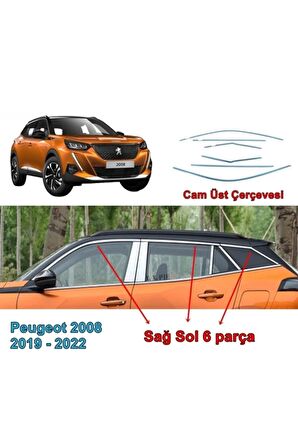 Peugeot 2008 Cam Üst Çıtası Krom 2019-2022 Arası 6 Prç. P. Çelik