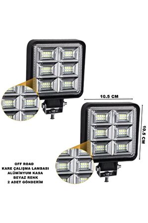 Off Road Led Kare Çalışma Lambası Beyaz Renk 48 Led 10,5 X 10,5 Cm 2 Adet - Uyumlu