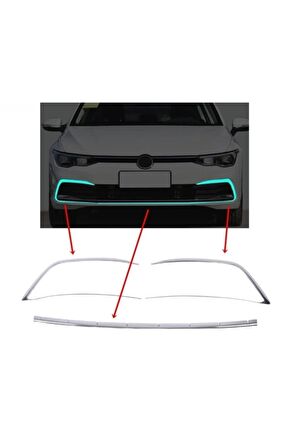 Golf 8 Ön Tampon Sis Çerçeve Nikelajı 2020 Sonrası 3 Prç P. Çelik