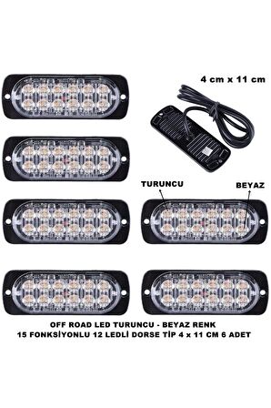 Off Road Led Lamba Turuncu Beyaz 15 Fonksiyonlu Dorse Tip 12 Led 4 X 11 cm 6 Adet