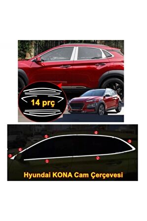 Kona Cam Çerçevesi Nikelajı Komple 2018 Sonrası 14 Parça P. Çelik