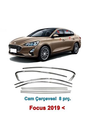 Focus 5 Cam Çerçevesi Nikelajı Sedan Komple 2019 Sonrası 8 Parça Paslanmaz Krom