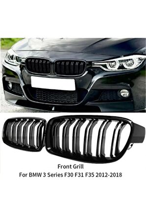 Bmw F35 3 Serisi  Uyumlu Ön Panjur Izgara Böbrek Çift Kanal 2012 - 2018 Arası Piano Black