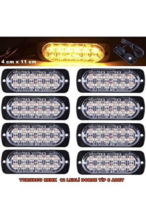 Off Road Led Lamba Turuncu Çakarlı 16 Fonksiyonlu 12 Led 4 X 11 Cm 8 Adet -