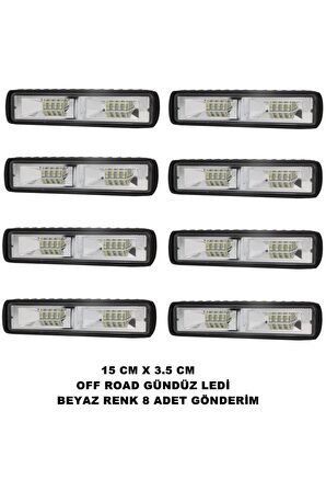 Off Road Led Lamba 60 Watt 16 Led Tek Sıra 15 Cm X 3.5 Cm Beyaz Led 8 Adet -