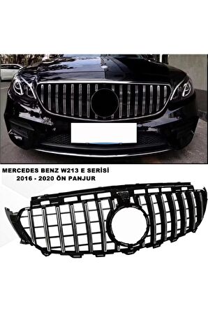 Mercedes W213 E Serisi Spor Ön Panjur Izgaralı Piano Black & Krom Şeritli 2016-2020 1. Kalite-