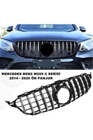 Mercedes W205 C Serisi Spor Ön Panjur Izgaralı Piano Black & Krom Şeritli 2014-2020 1. Kalite