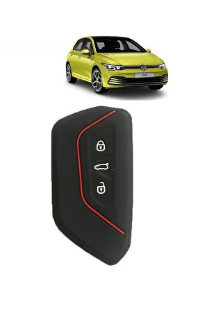Vw Golf 8 Silikon Anahtar Kılıfı 2020 Sonrası Siyah-kırmızı Renk