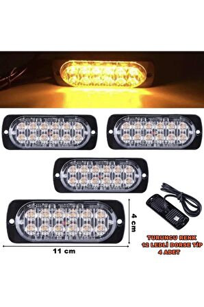 Off Road Led Lamba Turuncu Renk Dorse Tip 12 Led 4 X 11 Cm 4 Adet -