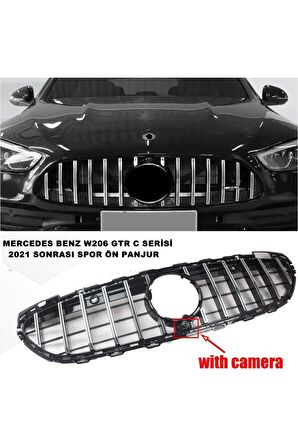 Mercedes W206 C Serisi Spor Ön Panjur Izgaralı Piano Black & Krom Şeritli 2021 Sonrası 1. Kalite