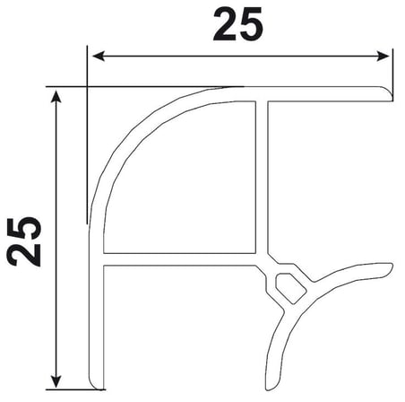 Häfele Köşe Dönüş Elemanı 90°, Häfele TAPE04, Mat Krom, Fırçalanmış