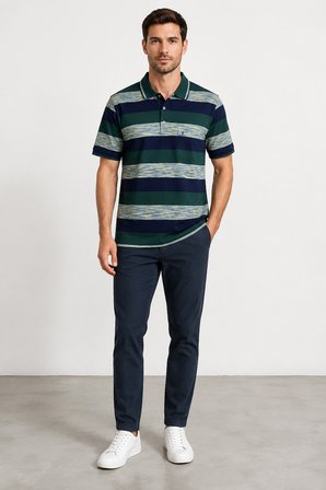 Sabri Özel Polo Yaka Pike Örgü Yaka Düğmeli Erkek T-Shırt SM24SW23028-Nefti