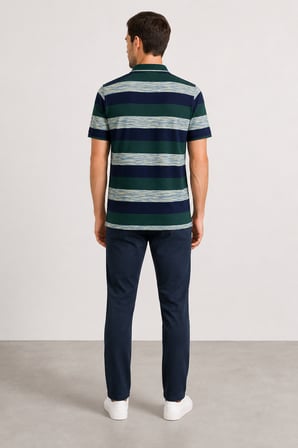 Sabri Özel Polo Yaka Pike Örgü Yaka Düğmeli Erkek T-Shırt SM24SW23028-Nefti