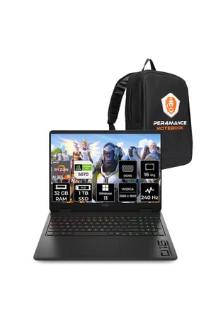 Omen16 Ryzen AI 9-365 32GB 1TB SSD RTX5070/8GB 115W 16" QHD+ 240Hz W11P Gaming Laptop &Çanta