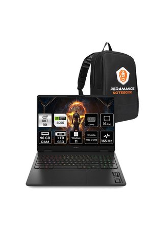 Omen 16 Core 7 240H 96GB 1TB SSD RTX5060/8GB 16" FHD+ 165Hz W11H Gaming Laptop & Per4 Çanta
