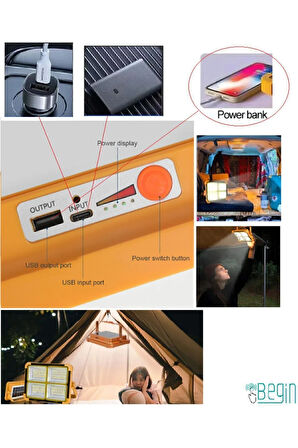 Solar Led Portatif Projektör - Powerbank Özellikli Ct-4698