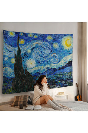 Vincent van Gogh - Yıldızlı Gece Duvar Örtüsü - The Starry Night-7133