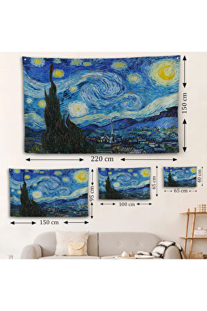 Vincent van Gogh - Yıldızlı Gece Duvar Örtüsü - The Starry Night-7133