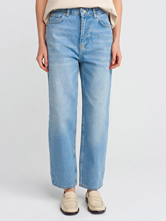Tint Yıkama Jeans Relax Denim Pantolon-Açık Mavi