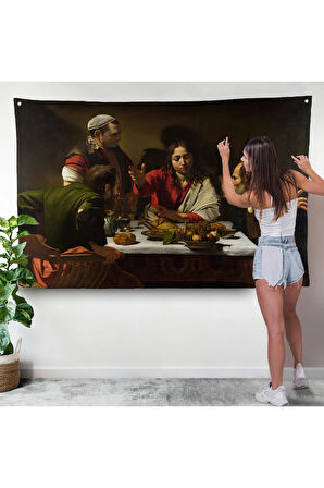 Caravaggio - Emmaus'ta Akşam Yemeği Duvar Örtüsü - Supper at Emmaus-7137